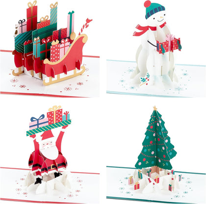 Paper Wonder 3D and Pop Up Pack of 4 in 4 Festive Designs Christmas Card