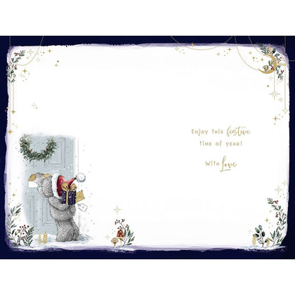 Bear Holding Xmas Wreath Uncle Christmas Card
