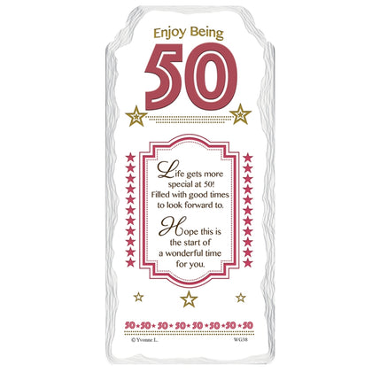 Enjoy Being 50 Sentimental Handcrafted Ceramic Plaque