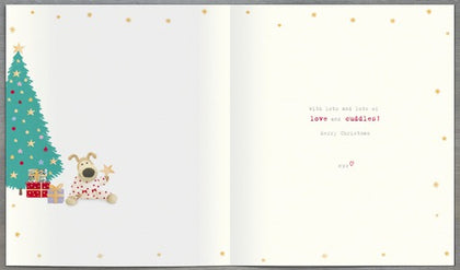 Boofle with Gifts Cute Baby Girl's 1st Christmas Card