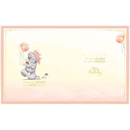 Bear With Cupcake 21st Birthday Card
