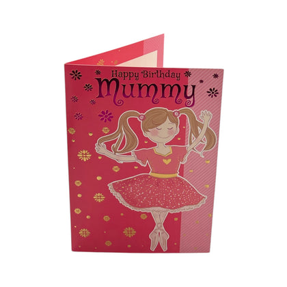 To Mummy Juvenile Girl Dancing Pink Birthday Card