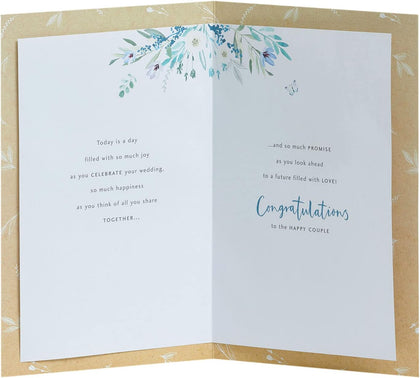 White Flower Design Wedding Congratulations Card
