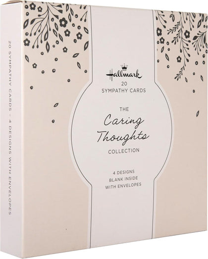 Simple Floral 4 Designs Caring Thoughts Pack of 20 Sympathy Cards
