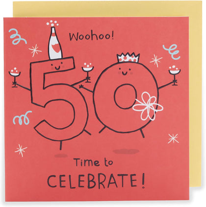Red Design 50th Birthday Card for Him/Her/Friend