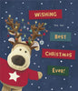 Boofle Wearing Reindeer Horns Christmas Card