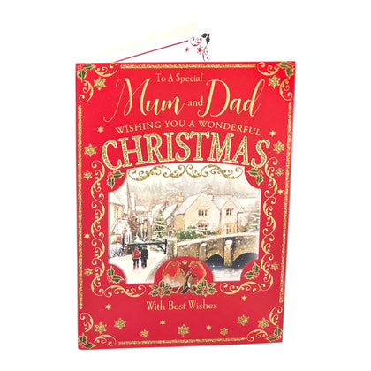 To a Special Mum and Dad Winter Robins Christmas Card
