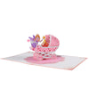 Pink Baby Girl Carriage and Fairy 3D Pop Up Baby Shower Greeting Card