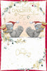 Bears Pulling a Large Cracker Daughter And Son In Law Christmas Card