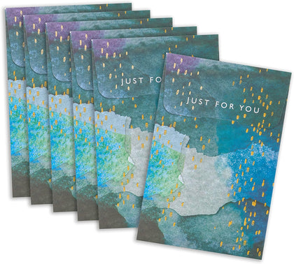 Aqua Watercolour Multipack of 6 Money Wallets Gift Card