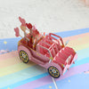 Love Express Pink Car 3D Pop Up Greeting Card - Wedding Valentine's Day Anniversary
