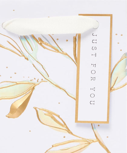 Floral White Lotus Design Bottle Gift Bag