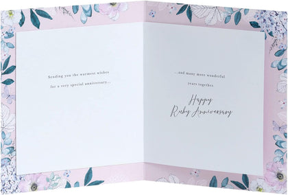 Soft Floral Design 40th Ruby Anniversary Card