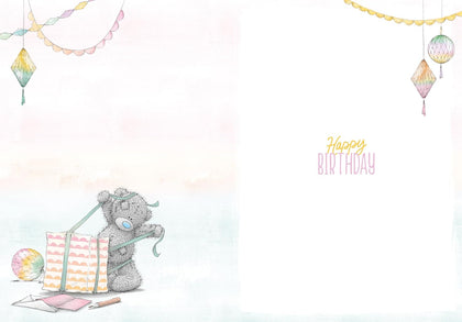 Bear Tugging Present 40th Birthday Card