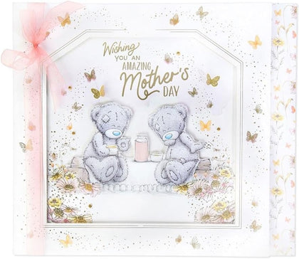 Bears Having Picnic Luxury Handmade Mother's Day Card With Keepsake Box