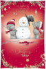 Bears Dressing Snowman To All The Family Christmas Card
