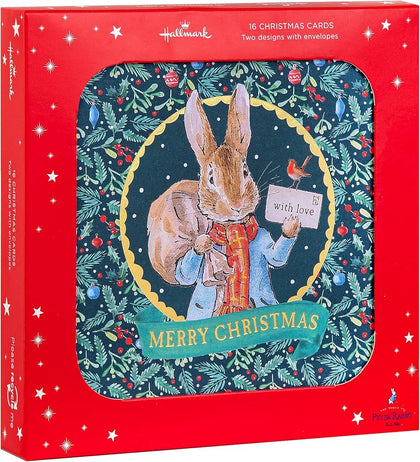 Peter Rabbit Beatrix Potter Pack of 16, 2 Designs, MultiPack Christmas Cards