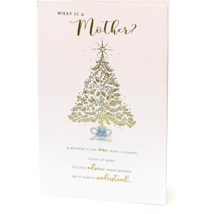 For Mother Traditional Nice Words Gold Xmax Tree Design Christmas Card