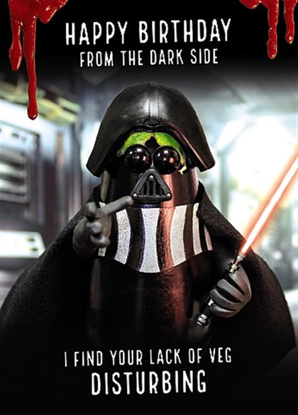 The Darkside Violent Veg Funny Humourous Quirky Blank Birthday Card