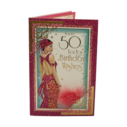 Age 50 Female Art Deco Stylish Birthday Card