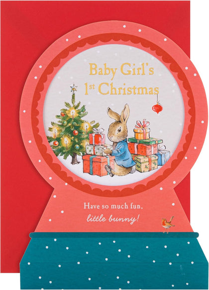 Peter Rabbit Baby Girl's First Christmas Card