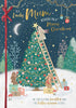 Rabbits Decorating Tree Lovely Mum Large Hand Finished Christmas Card