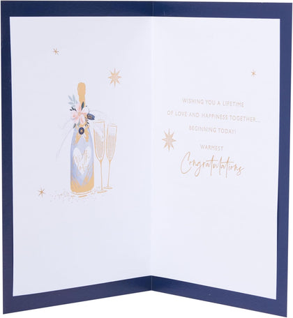 Blue & Gold Design Wedding Day Congratulations Card