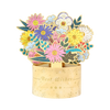 Floral Joy in a Golden Vase 3D Pop Up Greeting Card - Mother's Day Birthday Wedding Anniversary