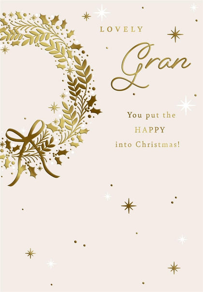 Gold Wreath Design Gran Christmas Card