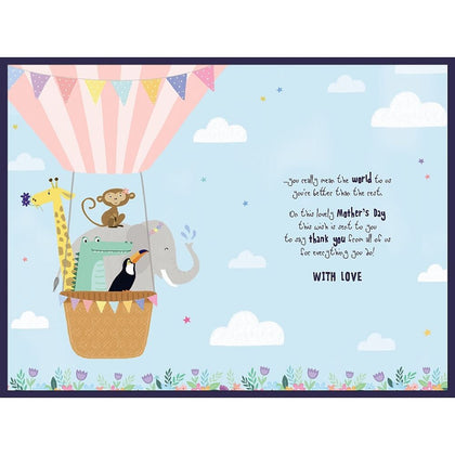 Air Balloon Design With Floral Border From Grandchildren Mother's Day Card
