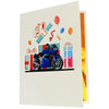 Blue Racing Motorcycle 3D Pop Up Greeting Card