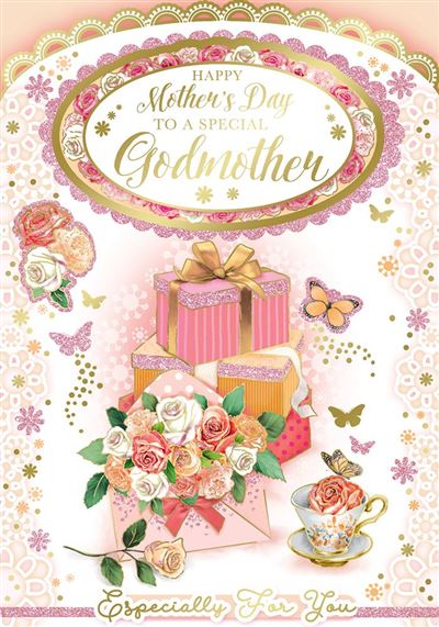 To A Special Godmother Roses And Gift Design Mother's Day Card