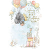 Bear Floating With Balloons Birthday Card