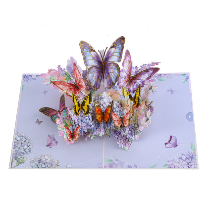 Blue and Purple Butterfly 3D Pop Up Greeting Card