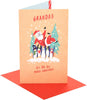 Group of Penguins Holding Santa Up Grandad Christmas Card