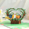 Two Love Birds in Heart Nest 3D Pop Up Greeting Card - Valentine's Day Anniversary Wedding Birthday