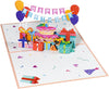 Flag Pulling Birthday Party 3D Pop Up Greeting Card