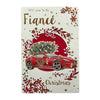 With Love to My Fiance Festive Car & Tree Design Christmas Card