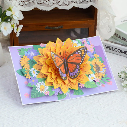 Butterfly on Sunflower 3D Pop Up Greeting Card