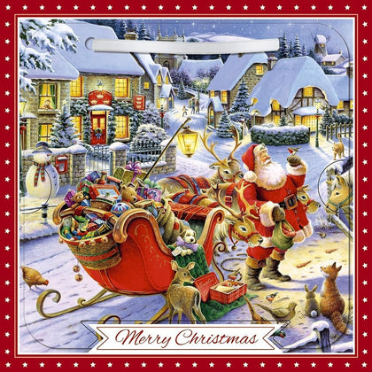 Santa Animals And Sleigh Classic 3D Lenticular Traditional Festive Christmas Card with Detachable Keepsake