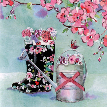 Gardening Embellished Greeting Card Blank Inside Hand-Finished Blank Cards