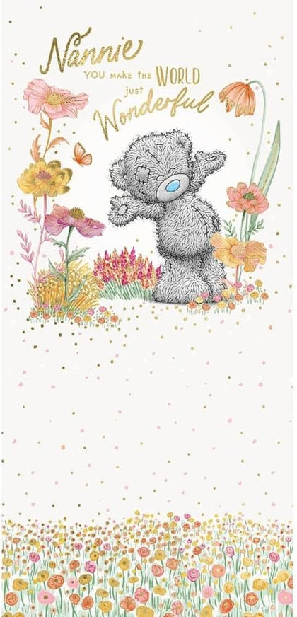 Bear In Flowers For Nannie Mother's Day Card