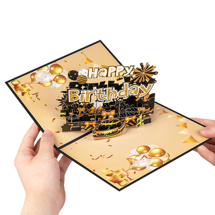 Golden Wishes 3D Birthday Pop Up Card