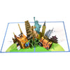 Iconic Monuments World Travel Landmarks 3D Pop Up Greeting Card