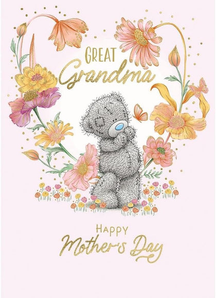 Bear With Floral Heart For Great Grandma Mother's Day Card