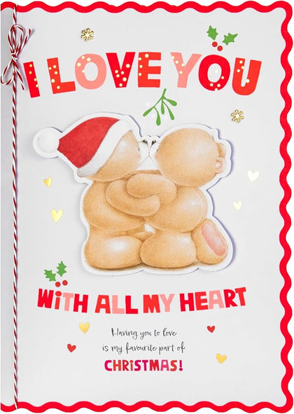 Forever Friends Mistletoe Kiss Design Luxury Boxed One I Love Christmas Card