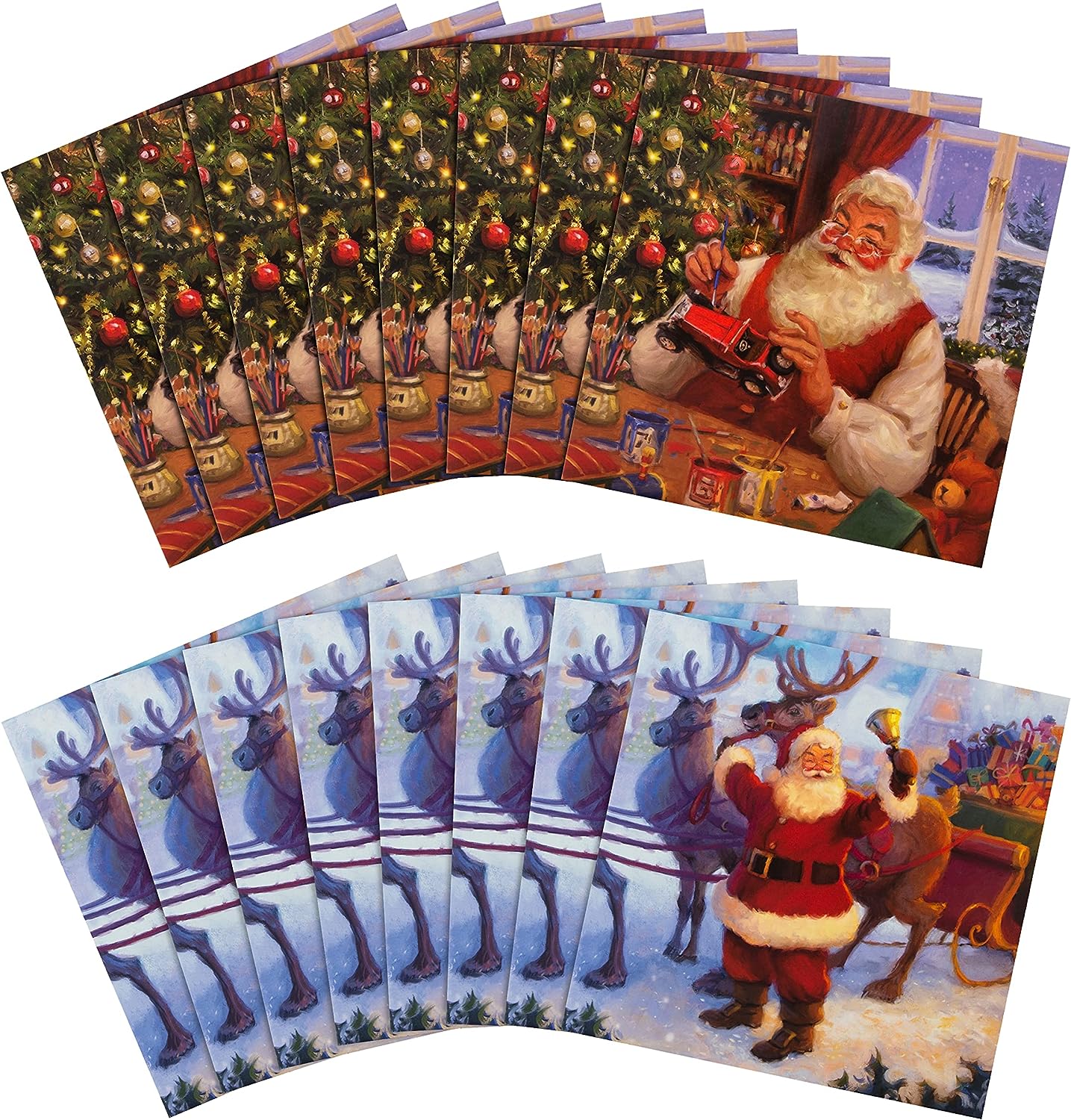 Santa Card Back 2 Retro Santa Designs Pack of 16 Boxed Charity Christmas Cards ...