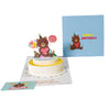 Cake and Bear Holding Heart Design 3D Pop Up Birthday Card