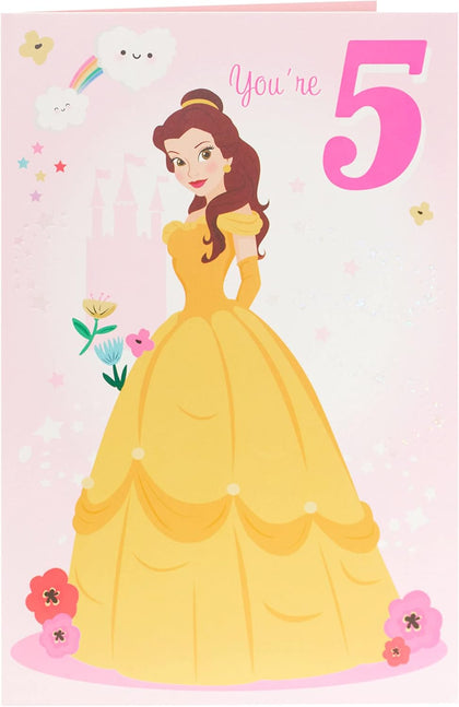 Disney Princess Beauty and the Beast 5th Birthday Card