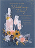 Traditional Illustrated Bottle & Glasses Design Luxury Boxed Wedding Congratulations Card
